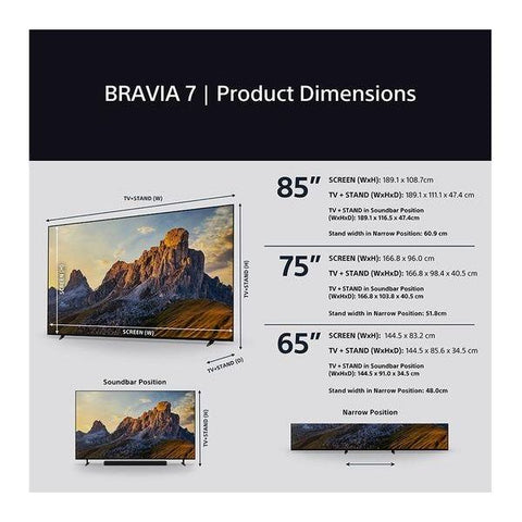 SONY BRAVIA 7 85" Smart 4K Ultra HD HDR QLED Mini LED TV with Google TV & Assistant - Fotosound Jersey LTD.