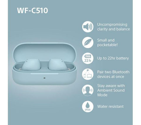 SONY WF-C510 Wireless Bluetooth Earbuds - Blue - Fotosound