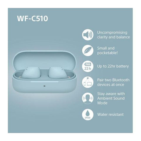 SONY WF-C510 Wireless Bluetooth Earbuds - Blue - Fotosound Jersey LTD.