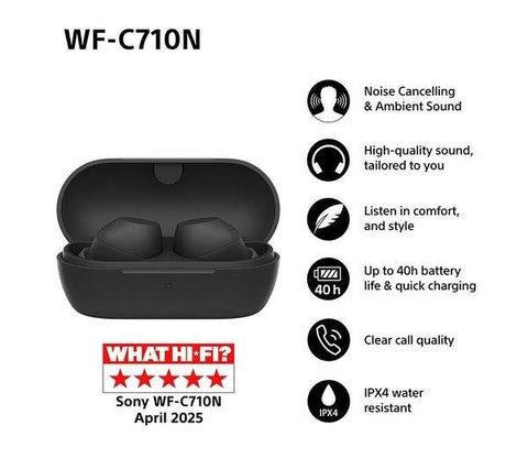 SONY WF-C710N Wireless Bluetooth Noise-Cancelling Earbuds - Black - Fotosound
