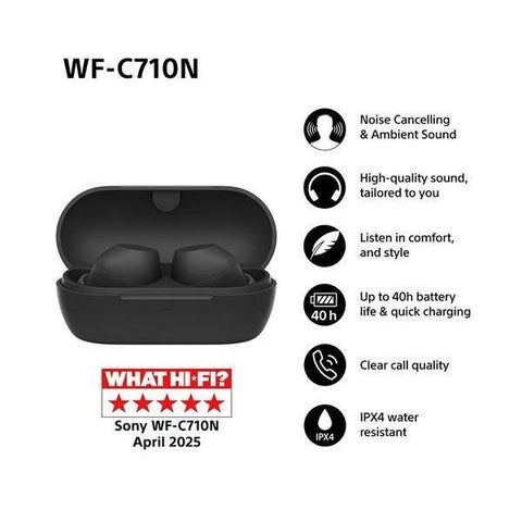 SONY WF - C710N Wireless Bluetooth Noise - Cancelling Earbuds - Black - Fotosound Jersey LTD.
