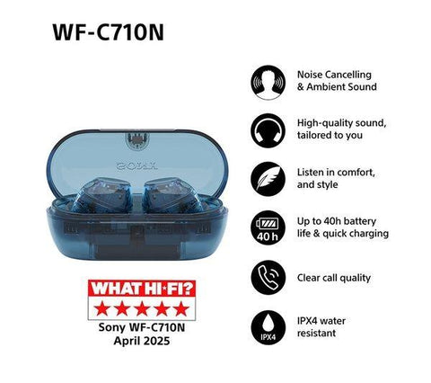 SONY WF-C710N Wireless Bluetooth Noise-Cancelling Earbuds - Glass Blue - Fotosound Jersey LTD.