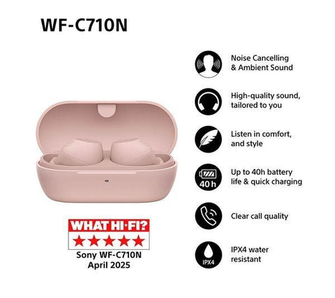 SONY WF-C710N Wireless Bluetooth Noise-Cancelling Earbuds - Pink - Fotosound Jersey LTD.