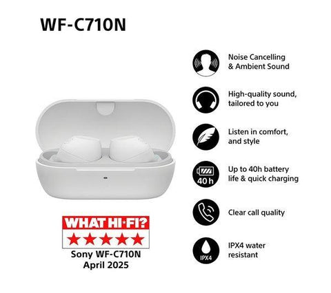 SONY WF - C710N Wireless Bluetooth Noise - Cancelling Earbuds - White - Fotosound Jersey LTD.
