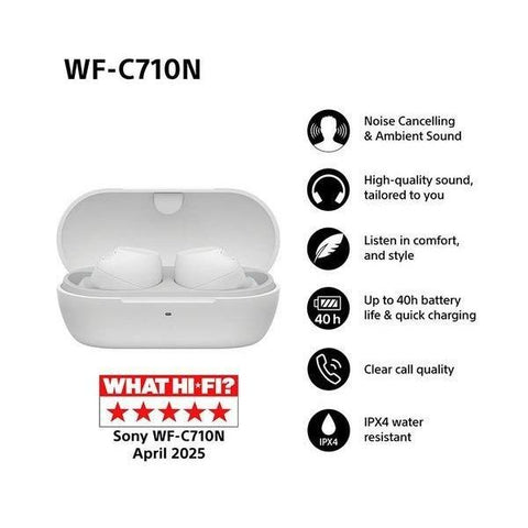 SONY WF - C710N Wireless Bluetooth Noise - Cancelling Earbuds - White - Fotosound Jersey LTD.